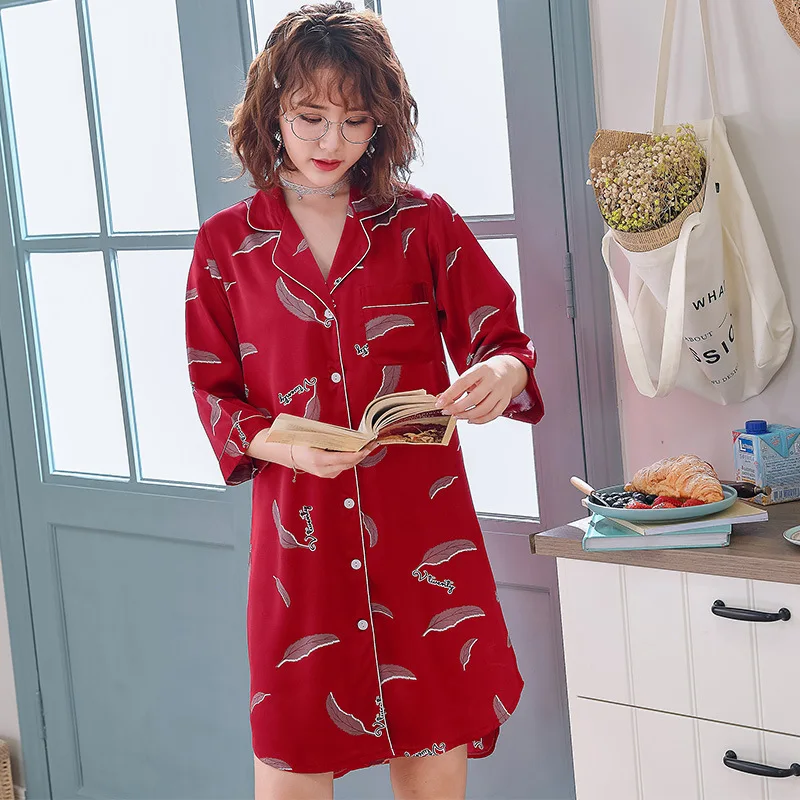 

Print Animal Casual Night Gown Satin Women Nightdress Sleepwear Night Shirt Elegant Summer New Nightgown Sleep Shirt Negligee