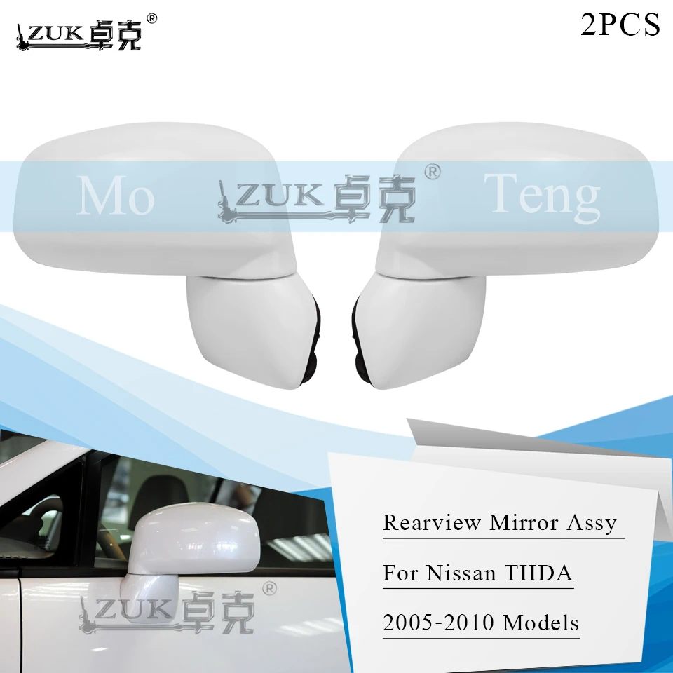 

ZUK 2PCS Brand New Outer Side Rearview Mirror Assy For NISSAN TIIDA LATIO VERSA C11 2006 2007 2008 2009 2010 Base Color 3/5 PINS