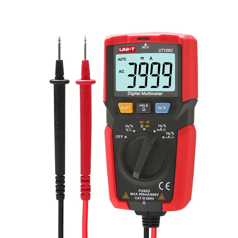 UNI T UT125C цифровой мультиметр AC/DC Амперметр Вольтметр Ом Электрический Тестер Meter