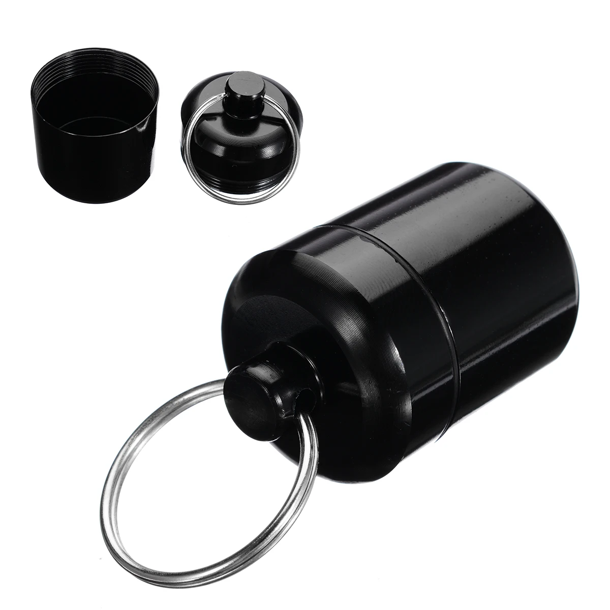 

1Pc Waterproof Pill Box Medicine Bottle with Keychain Aluminum Alloy Capsule Pill Storage Empty Bottle 2.7x4.2cm