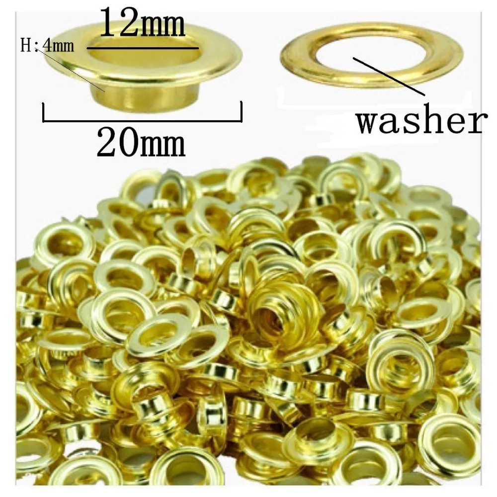 Buy 300sets Large Round 20mm Gold Eyelets With 12mm Hole With Washers Pads For