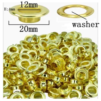 

300sets Large Round 20mm Gold Eyelets With 12mm Hole With Washers Pads For Apparel Belt or Scrapbooking