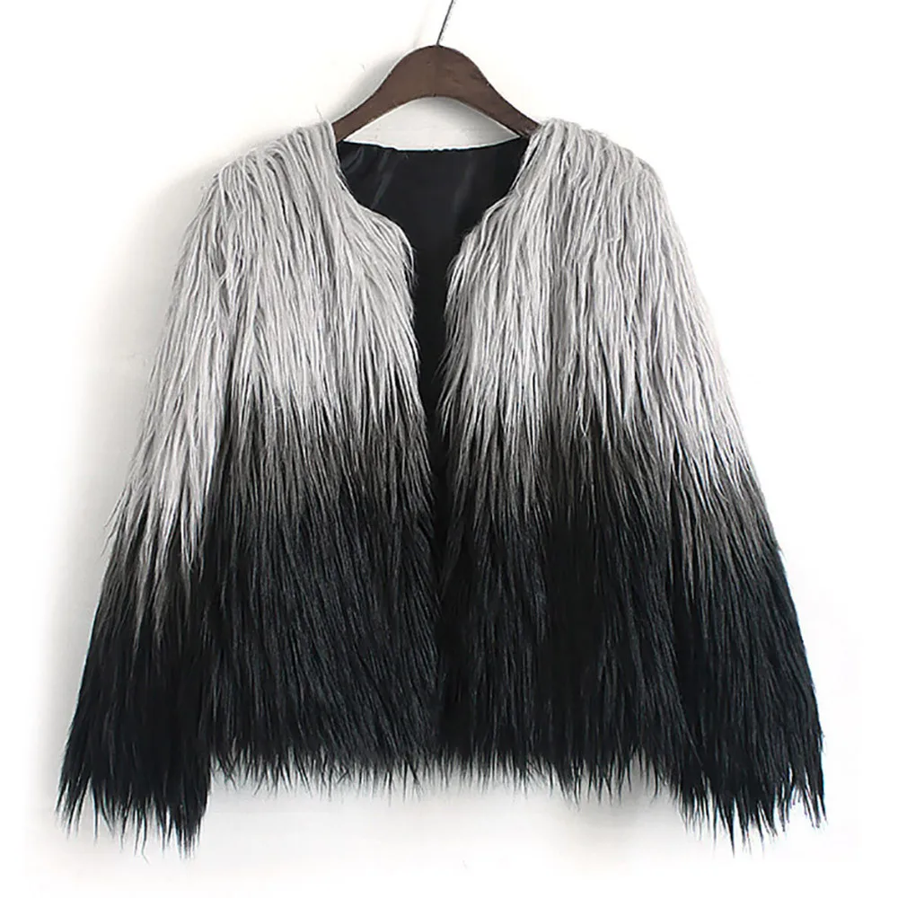 Womens Ladies Artificial Coat Jacket Winter Parka Outerwear