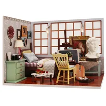 DIY деревянный кукольный дом кукольных домиков миниатюрная кукольная мебель комплект игрушки для детей любовь рождественский подарок подарки на день рождения# V007