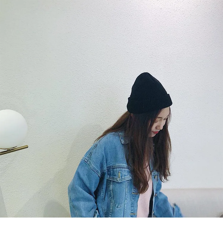 Шапки женские 2019 Новые однотонные вязаные теплые мягкие модные шапки простые женские шерстяные Повседневные шапки в Корейском стиле