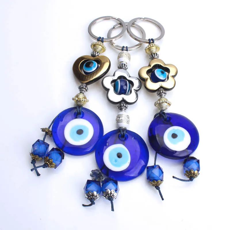 Buy EVIL EYE 1pc turkey eye blue keychain 3style key chain blue evil eye beads