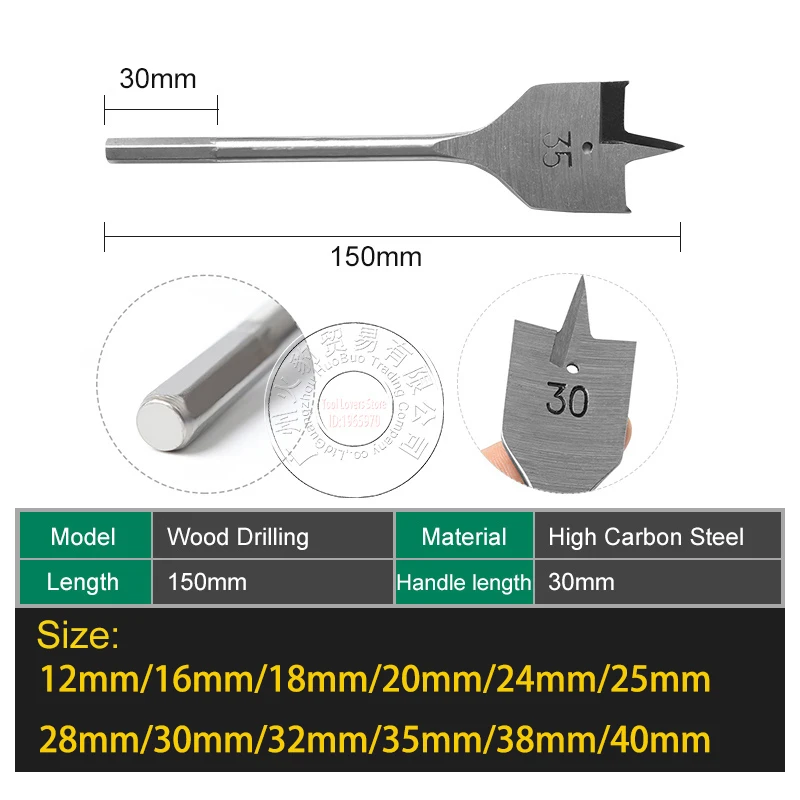 1 шт. 12-40 мм плоское сверло дерево прочный деревообрабатывающий набор Плоских сверл Деревообработка лопастные буровые долота Наборы инструментов длинная Высокоуглеродистая сталь