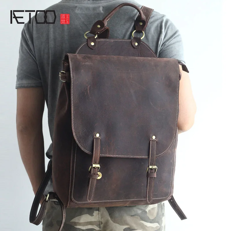 Сумка через плечо AETOO Мужская из воловьей кожи|men travel backpack|travel backpackbackpack bag |