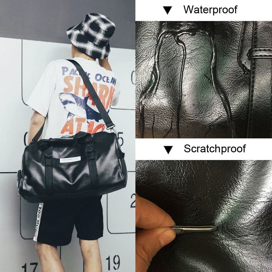 Сумка спортивная NEWBOLER для мужчин и женщин кожаный чемоданчик на плечо фитнеса
