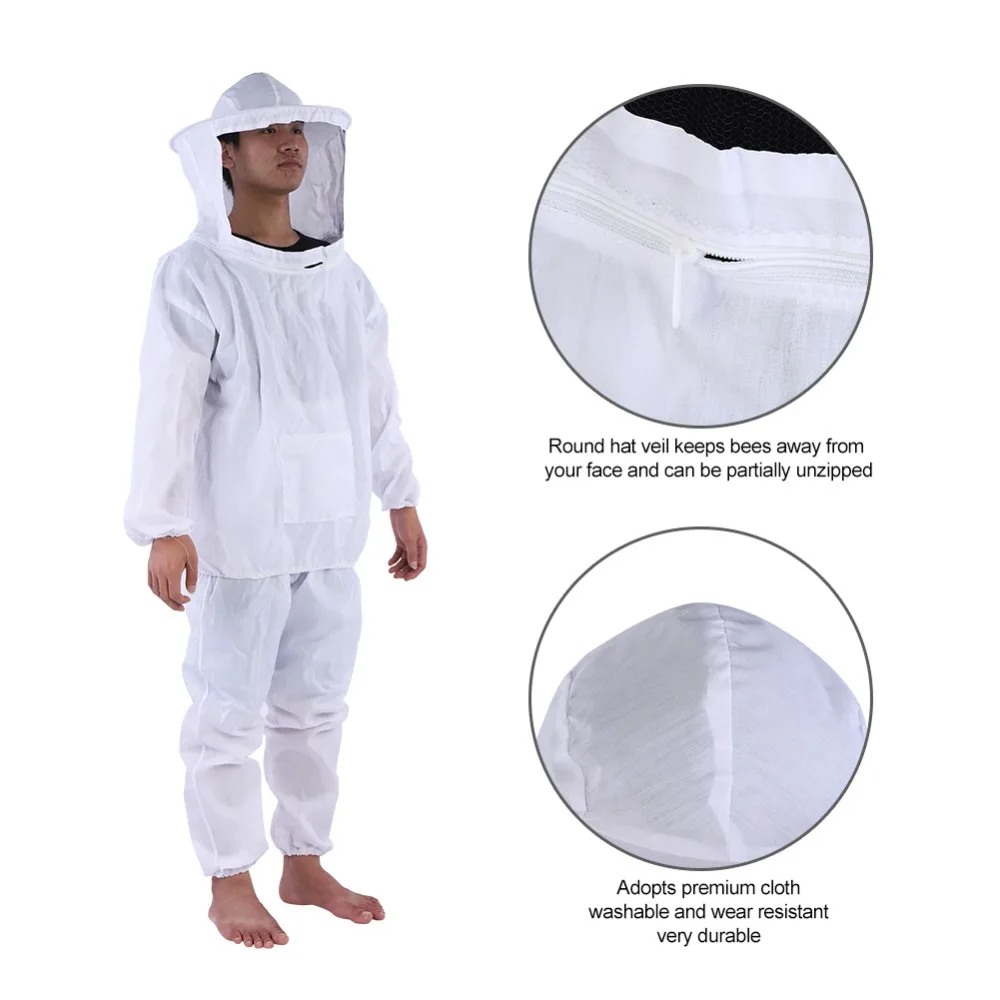 Профессиональный пчеловод защитный костюм куртка+ брюки Белая безопасная одежда оборудование пчеловода с капюшоном костюм пчеловода