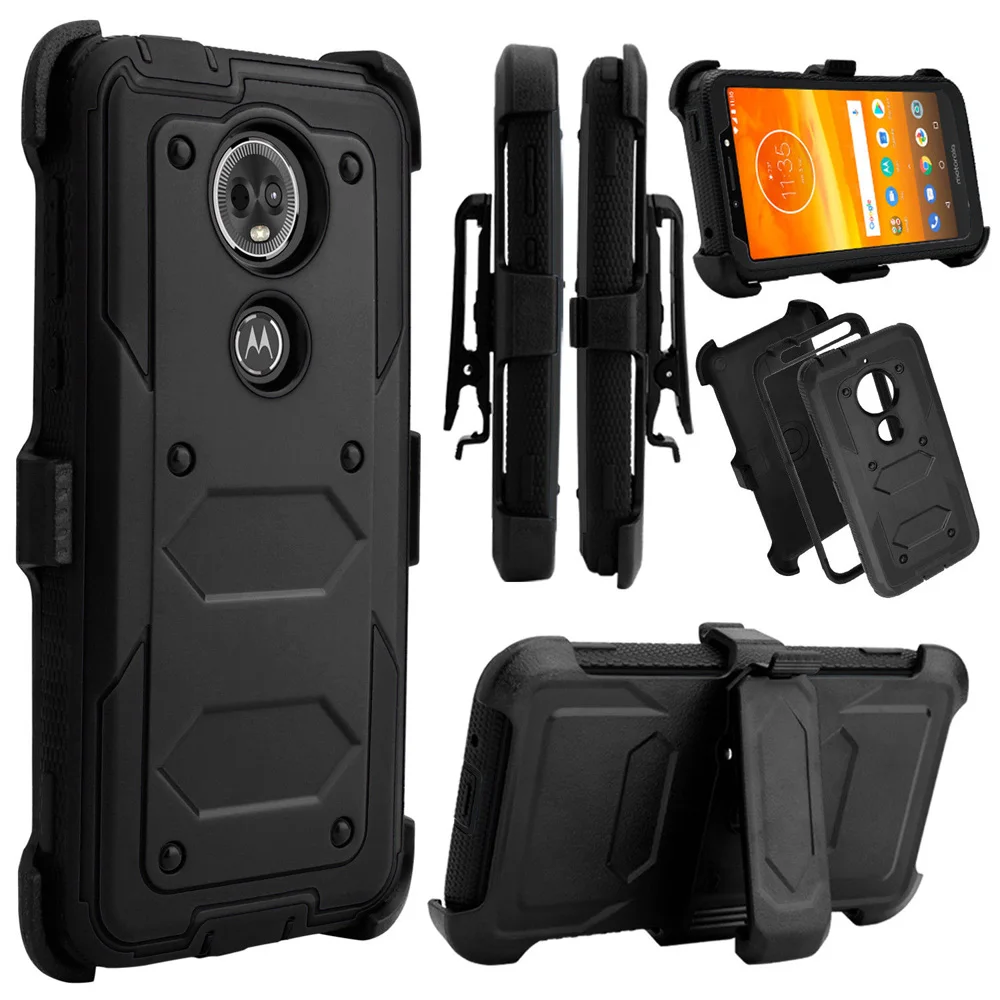 

Heavy Duty Hybrid Rugged Case Anti Drop Impact Protective Belt Clip Holster Back Cover For Motorola Moto E5 Plus / Moto E5 Supra