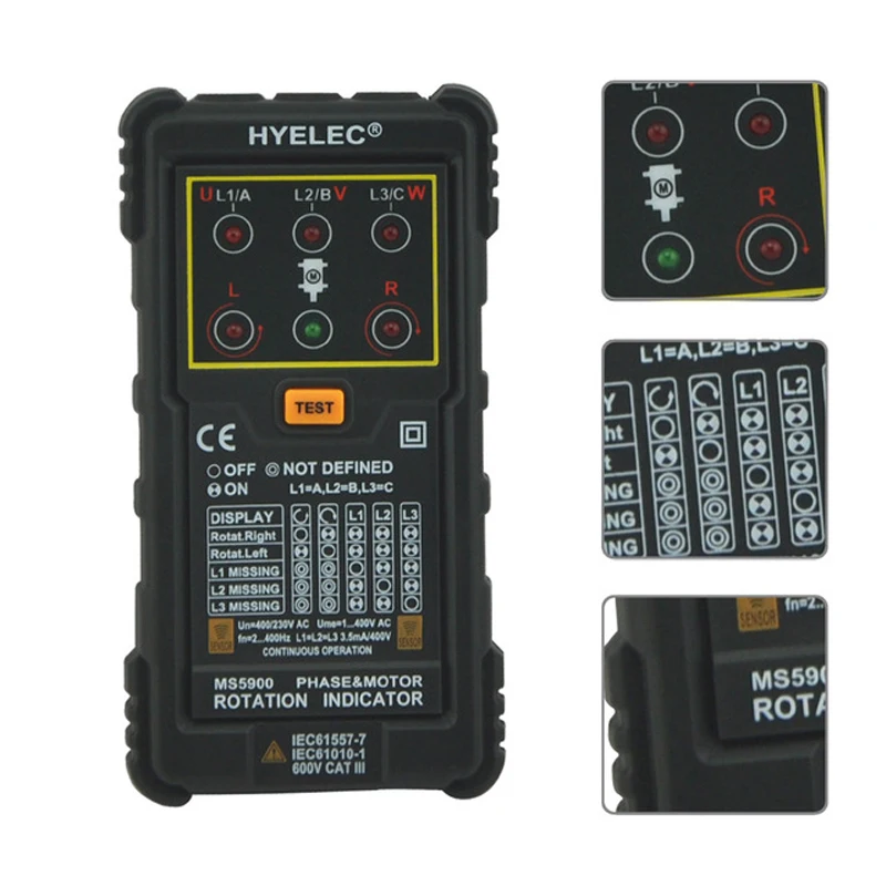 Peakmeter MS5900 трехфазный индикатор вращения двигателя и фазы последовательный