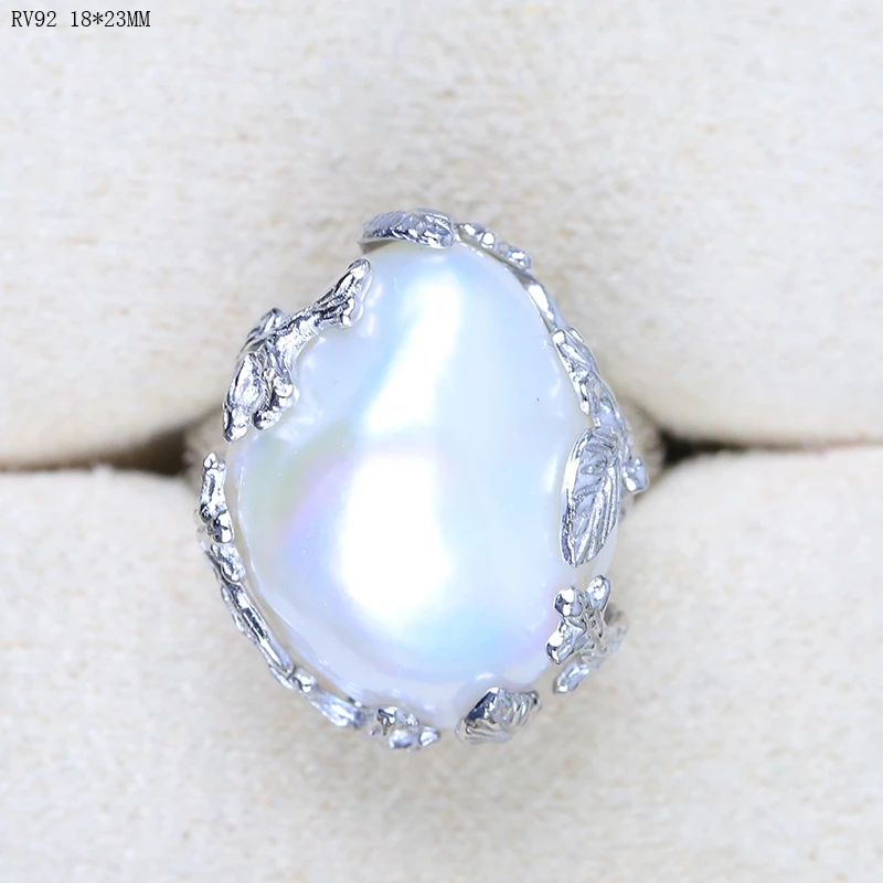 Оригинальное 925 пробы Серебряное кольцо в стиле барокко ручной работы из натурального пресноводного жемчуга в винтажном стиле