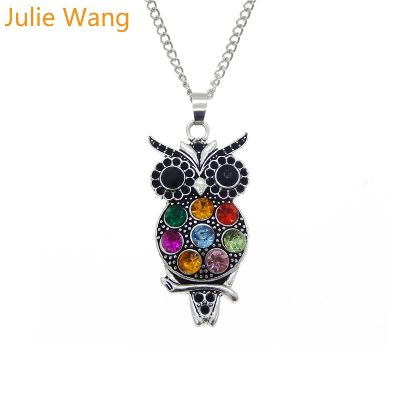 Женское Ожерелье Julie Wang 1 шт. кулон в виде совы античного цвета с цветными