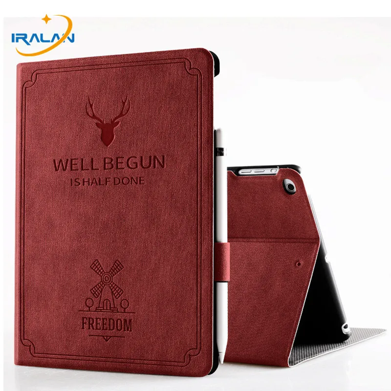 

Deer Pattern PU Leather Case For Apple new iPad 9.7 2018 2017 With Pencil Holder smart Cover For iPad Air 1 2/5 6 9.7 inch+film