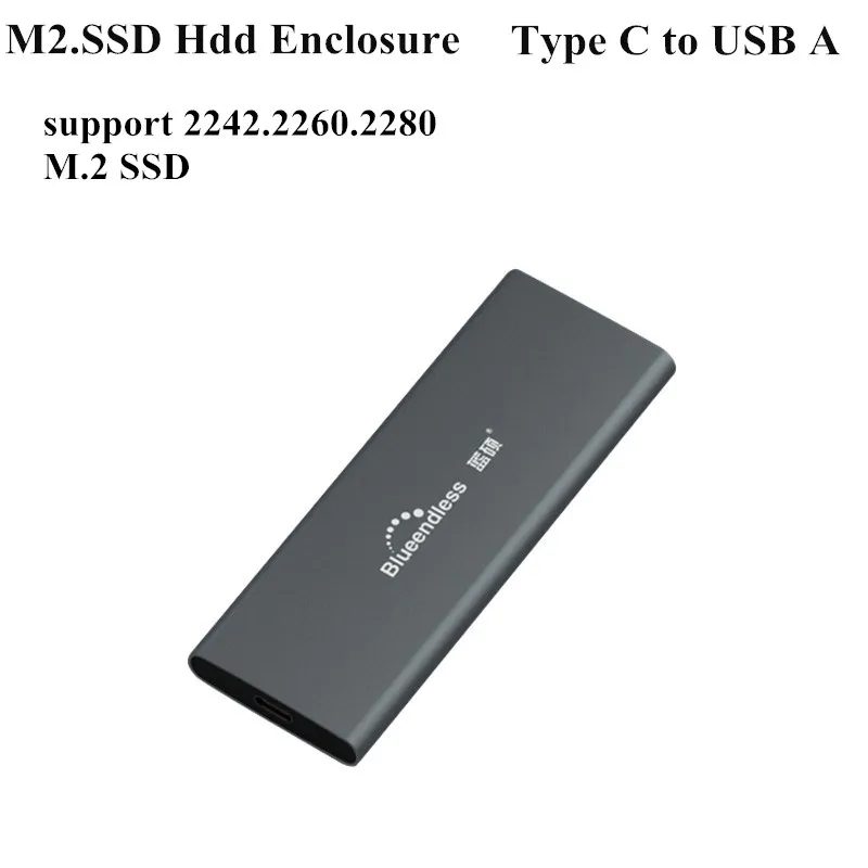 Blueendless корпус для внешнего жесткого диска HDD 2,5 'алюминиевый 2242/2260/2280 M.2 SSD Msata USB 3,0 чехол для жесткого диска Caddy Box& 30 - Цвет: M280C for NGFF