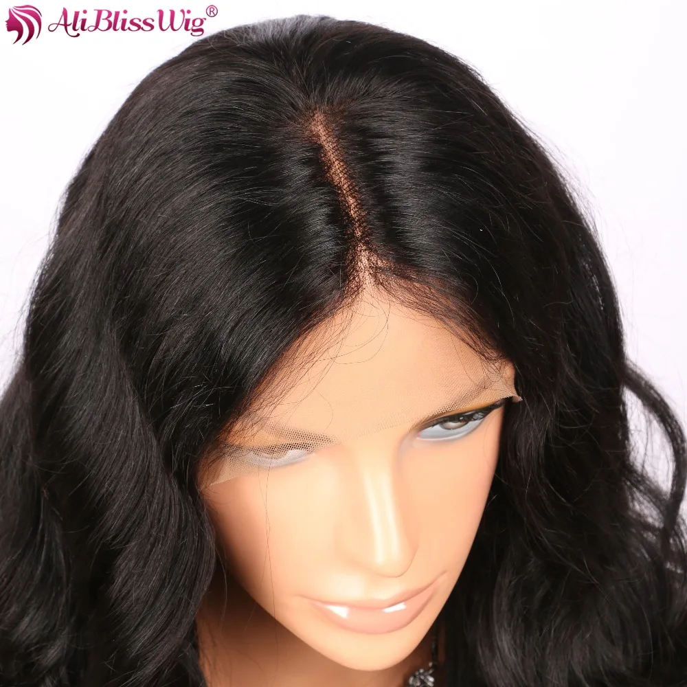 AliBlissWig 360 Lace Wigs For Black Women Middle Part #1B Brazilian None-remy Hair 150% Density Light Brown Lace Free Shipping  (5)