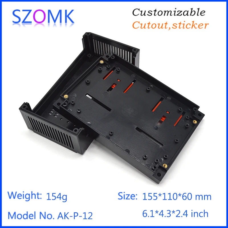 

1 piece, diy electronic shell case abs control enclosure plastic housing project enclosure din rail box 155*110*60mm