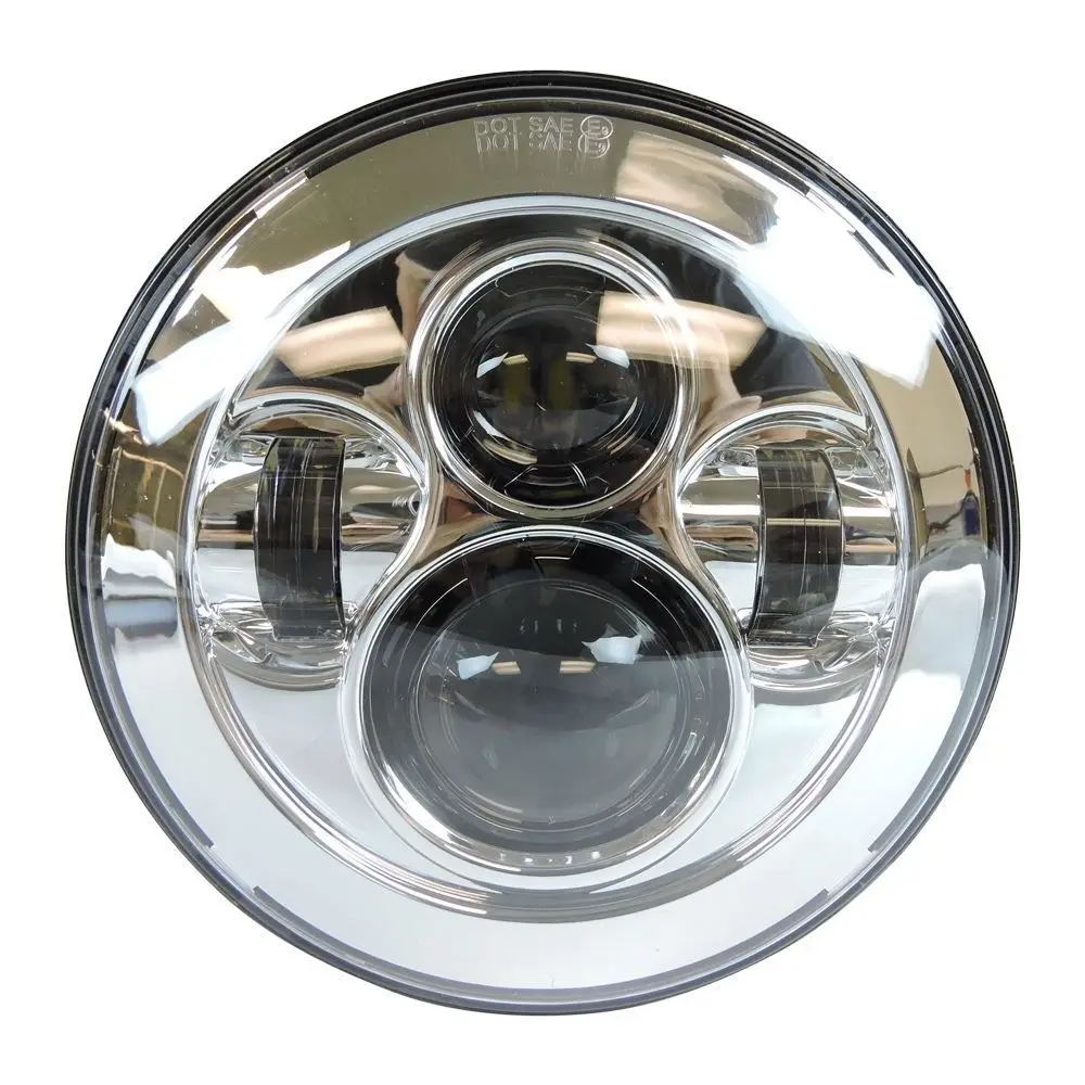 7" Round Motorcycle 4 LED Headlight 6500K White Light IP67 Waterproof