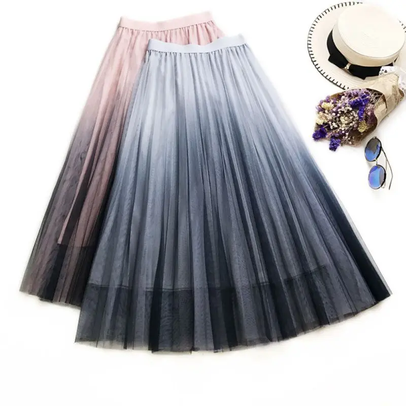 Women Korean High Waist Maxi Skirt Long Pleated Women Skirts Female Girls Streetwear Skirts