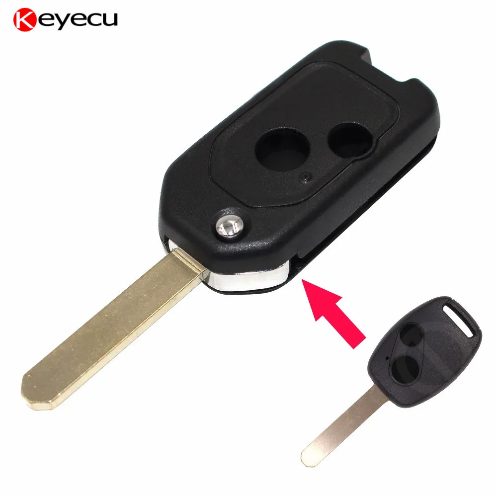 

Keyecu 3PCS/LOT Modified Foldable Car Key Case for Honda Accord Pilot Civic CR-V Fit 2 Button Remote Key Shell Car Key Cover