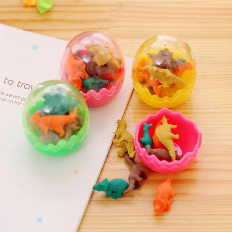8 шт. новинка игрушки Мини Животные Динозавр яйца карандаш резиновый ластик Обучающие канцелярские товары подарок для малышей случайные цвета