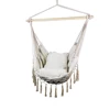 Hanging Rope Hammock Chair Porch Swing Seat, Large Hammock Net Chair Swing Cotton Rope Porch Chair for Indoor Garden Patio Porch 4