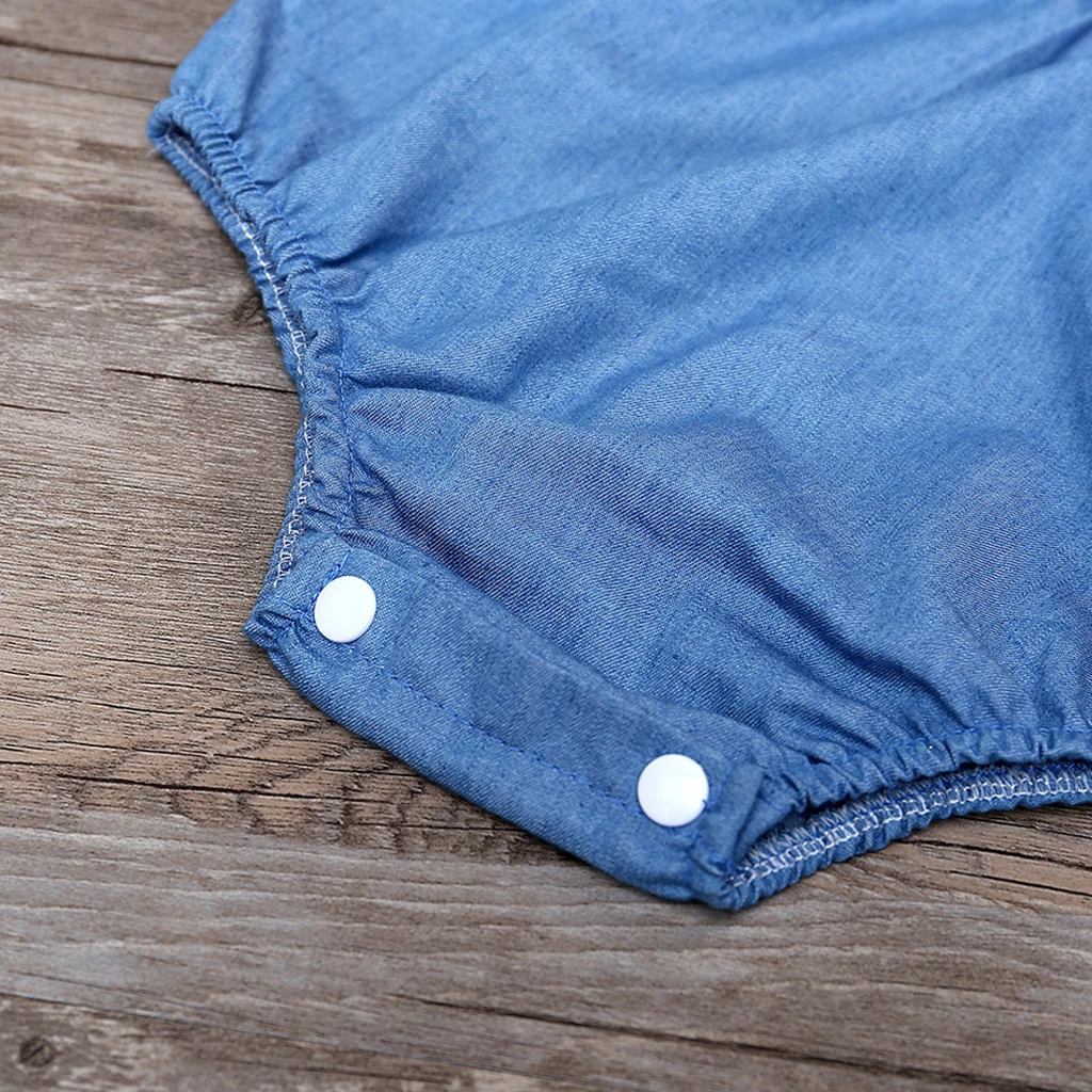Cotton Demin Blue Baby Toddler Unisex Romper Summer Jumpsuit Bodysuit 70-100M for baby 6-12months