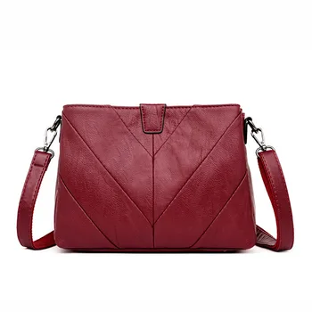 

New Fashion Patchwork Shoulder CrossBody Bags Women's Genuine Leather Handbags Women Messenger Bags Lady
