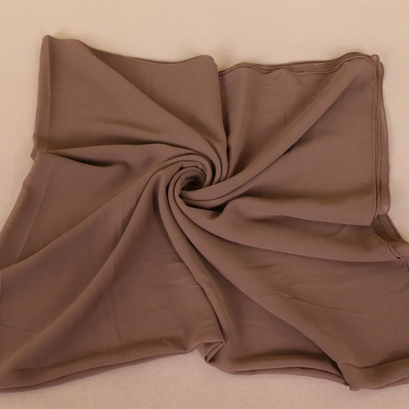 Высококачественный перламутровый пузырь шифон хиджаб квадратный шарф, платок мусульманский тюрбан головная повязка однотонная тяжелая ткань YS436 - Цвет: Dark Khaki