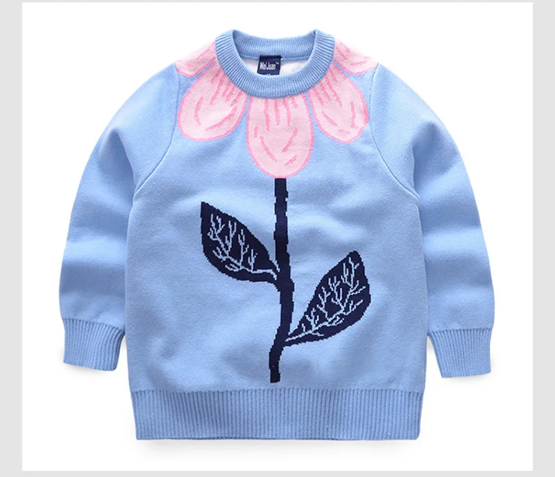 Flower Girls Sweater Cotton Crew-Neck Pullover Sweater Kids Autumn Coat Pattern Sweater For Toddler Girls 2-6T Girls Clothing (3)