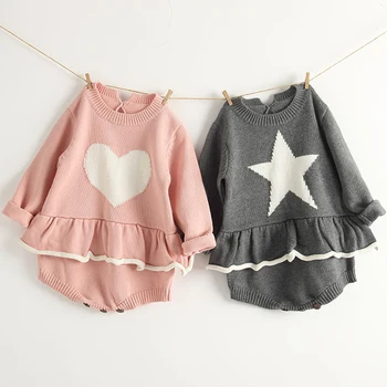 

Body Baby Jumpsuit Baby Girl Clothes Long sleeve Pullover Star pattern Newborn Autumn Knitted Romper Baby Girl Skirt Clothing