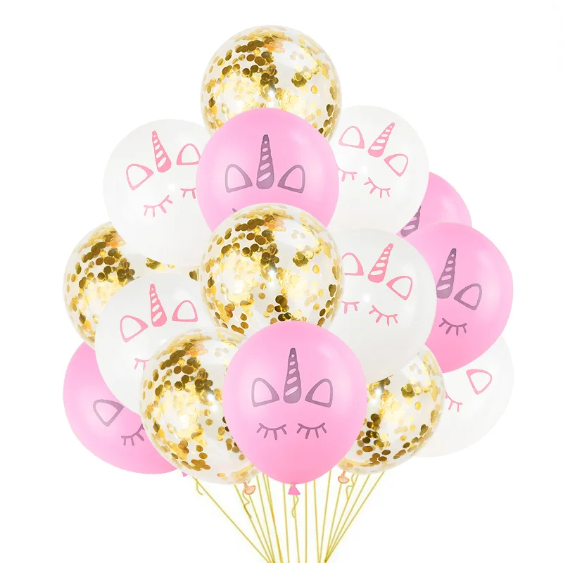 15 pcs с днем рождения воздушные шары в форме единорога Единорог детский праздничный костюм Baby Shower детский день латекс декоративные воздушные шары