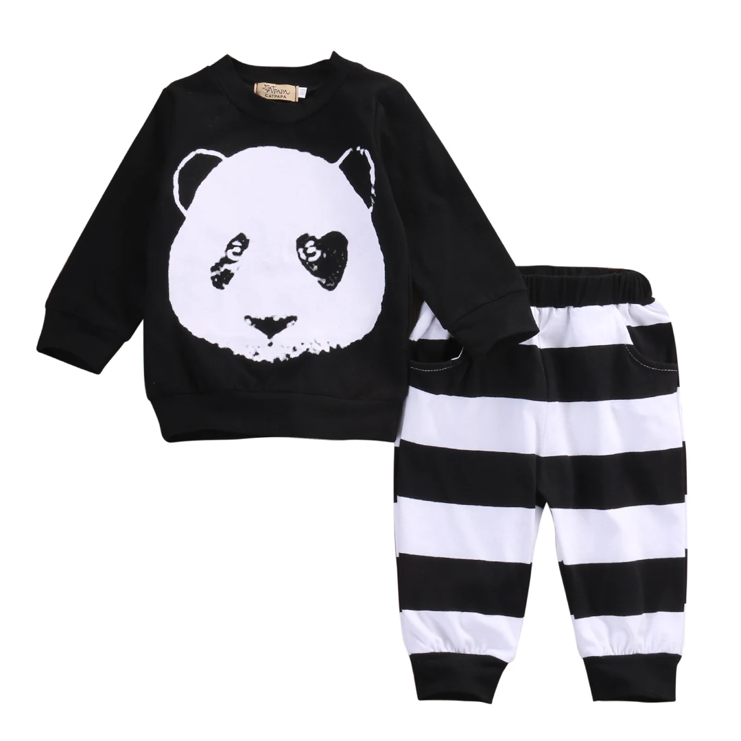 2018 new casual Panda clothes set Newborn Toddler Infant Kids Baby Boy