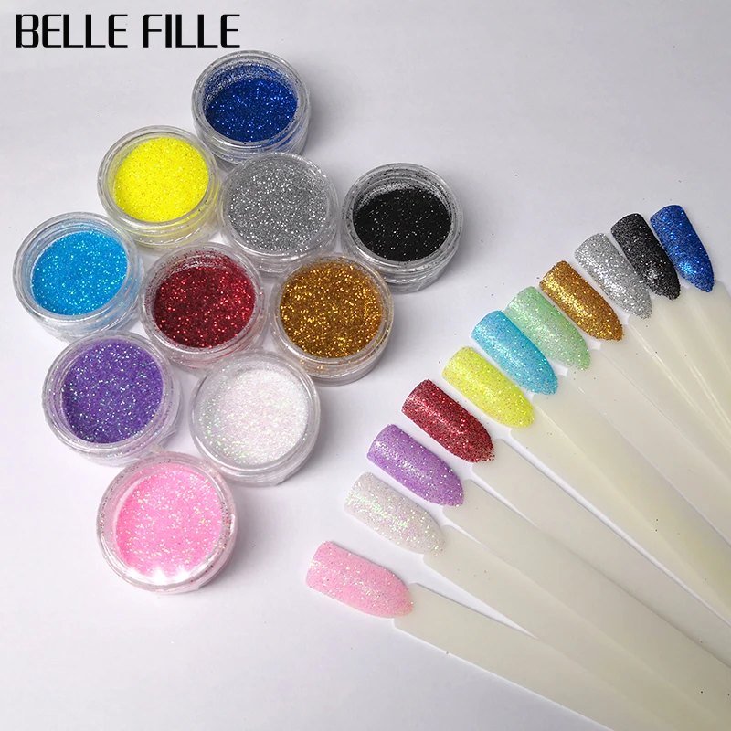 BELLE FILLE ногтей глиттер 1 коробка блеск для порошок Белый Розовый пигмент