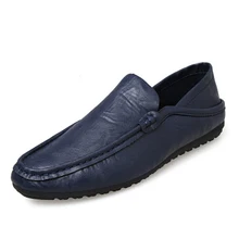 Primavera outono Homens Casuais Respirável Mocassins Homens De Couro PU Apartamentos Sapatos Deslizamento Na Condução Mocassins Macio E Confortável