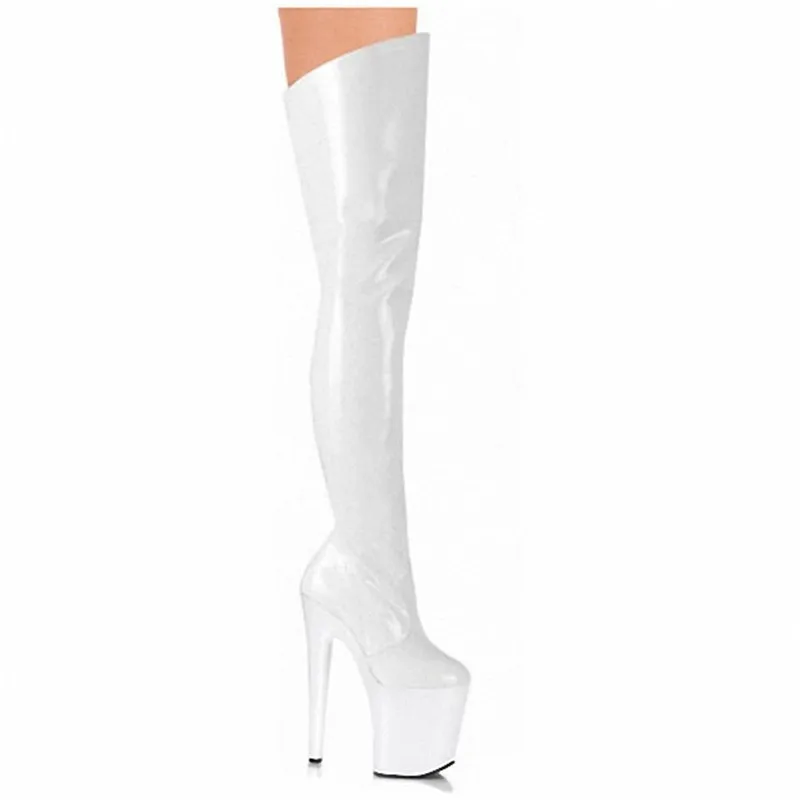 20cm Pole dancing, sexy ultra-high knee-high boots with pure color, sexy dancer high-heeled lap dancing shoes