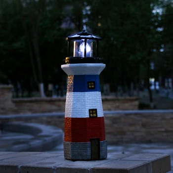 

Solar Led Lights 38 cm High Rotating Lighthouse Solar Powered Fairy Lights for Outdoor Garden Fence Summer Decoration Light
