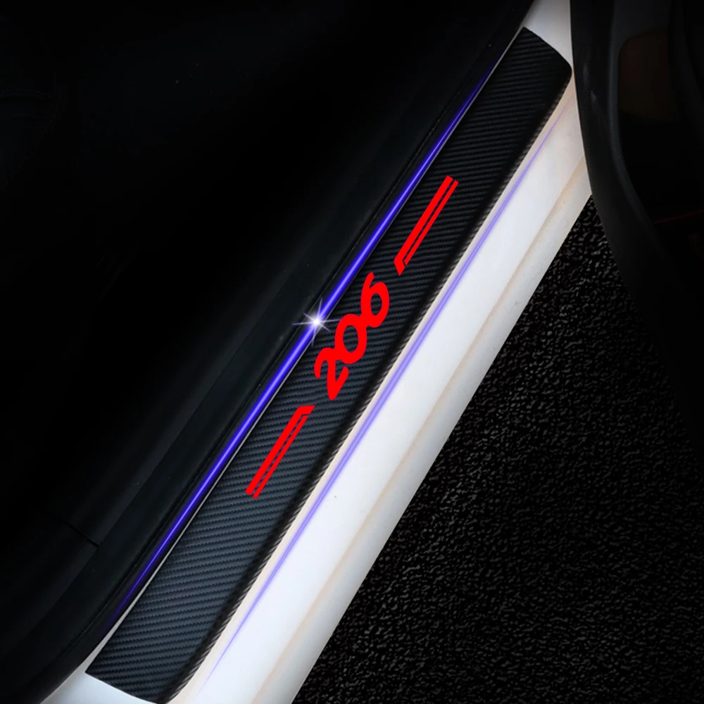 

For Peugeot 206 4D Carbon Fiber Vinyl Sticker Door Threshold Plate Stickers Car Door Sill Protector Scuff Plate Car Accessories