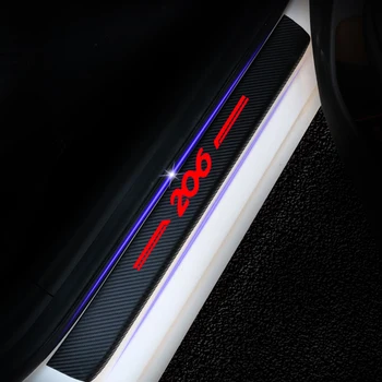 

For Peugeot 206 4D Carbon Fiber Vinyl Sticker Door Threshold Plate Stickers Car Door Sill Protector Scuff Plate Car Accessories