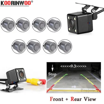 

Koorinwoo Dual Core CPU Car Parking Sensor 8 Probes Alert Car Rear view Camera Parktronic Video Input System PAL NTSC