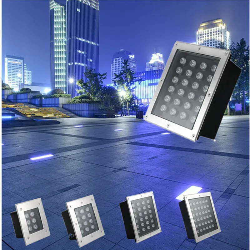 Светодиодный свет Похоронен лампы 36 W AC85-265V DC12V земли свет лампы Открытый Путь садовый настил подземные лампы Водонепроницаемый RGB Красный