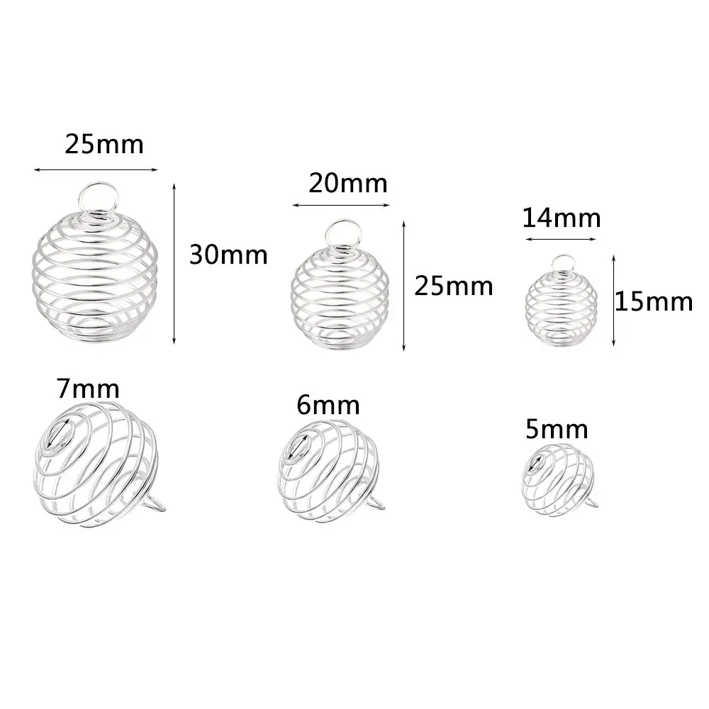 10 шт 15/25/30 мм спиральная бусина в форме клетки подвески с серебряным покрытием для изготовления ювелирных изделий крафт Сделай Цепочки и ожерелья браслет аксессуары