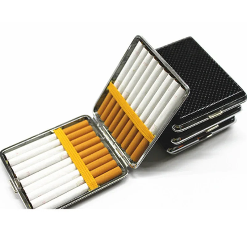 Креативный кожаный чехол для сигарет 20 палочек с резиновой лентой, Подарочная коробка, коричневый Чехол, металлический кожаный держатель, коробка для сигарет