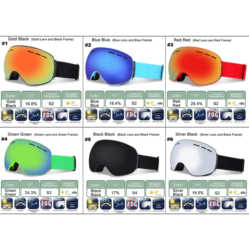 Magnético gafas de esquí doble capas Anti-niebla UV 400 de esquí gafas hombres mujeres esquí Snowboard Skateboard nieve gafas de esquí máscara