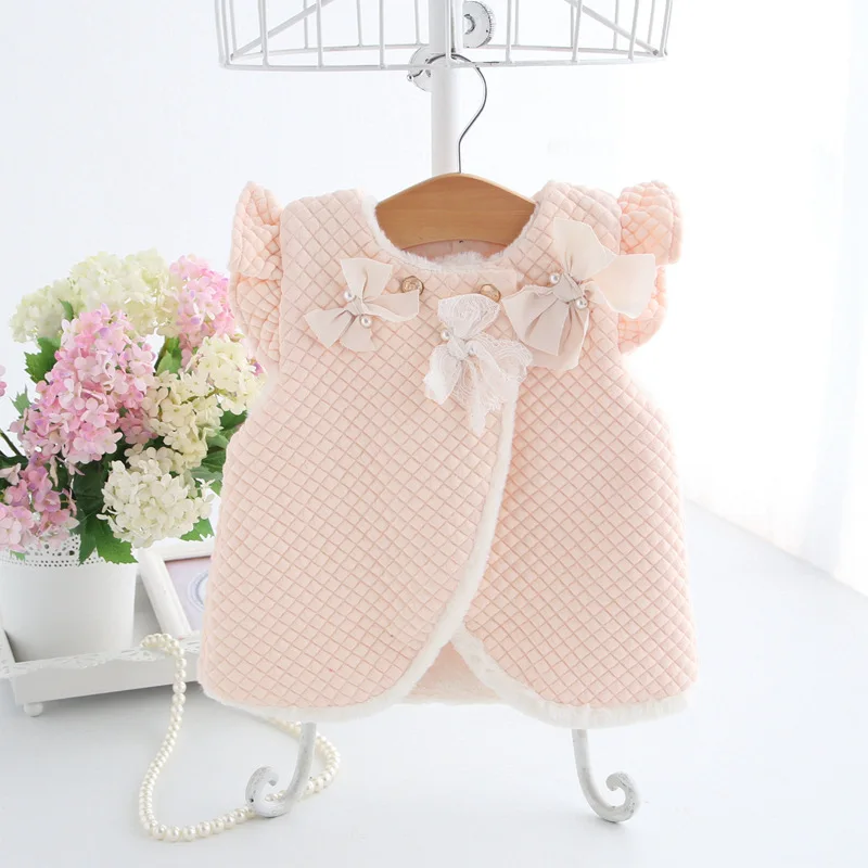 

infant clothes 2018 winter kids Vest coat lovely Flying sleeves bow baby girls Plush vest jacket fashion girls winter clothes