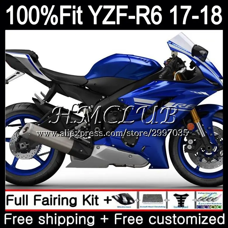 Инъекций средства ухода за кожей для YAMAHA YZF600 YZF-R6 YZF R6 3HC. 0 YZF 600 R 6 17 YZF-600 YZFR6 17 18 обтекатель комплект цвет: синий - Цвет: No. 1