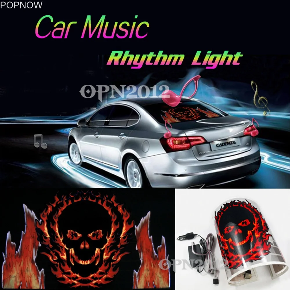 

50x30cm Car Sticker Sound Music Activated EL Equalizer Glow Flash Colour Light Flashing Music Rhythm LED Flash Light Lamp 2340