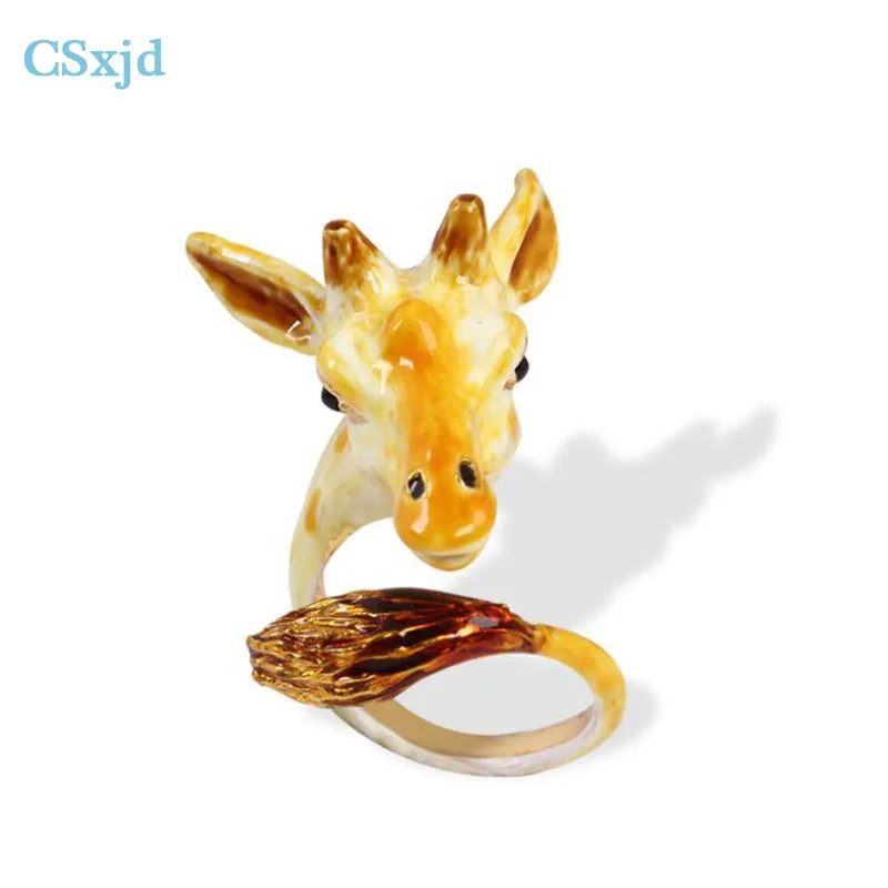

CSxjd High quality copper Exquisite Enamel glazeCute giraffe ring fashion hyperbole Ring