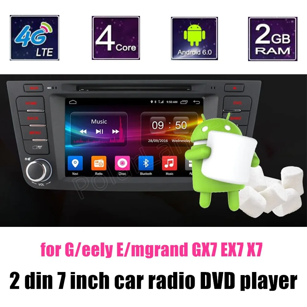 

2 Din 7 inch Car Video Player DVD radio GPS Navigation WiFi Auto Audio Bluetooth Quad Core for Geely Emgrand GX7 EX7